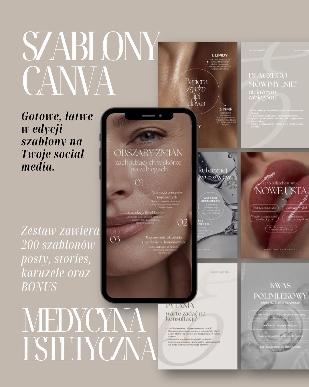 Med Aesthetic Expert • Szablony Canva • Social Media